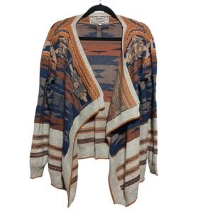 PINK MARTINIS Aztec Print Open Front‎ Cardigan Sweater Women's Size L
